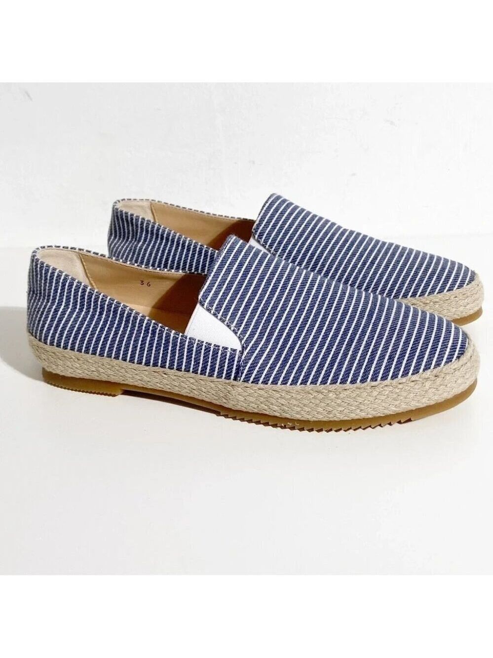 New Ron White Delilah Espadrille Loafer in Denim Stripe size 36 - Picture 1 of 6